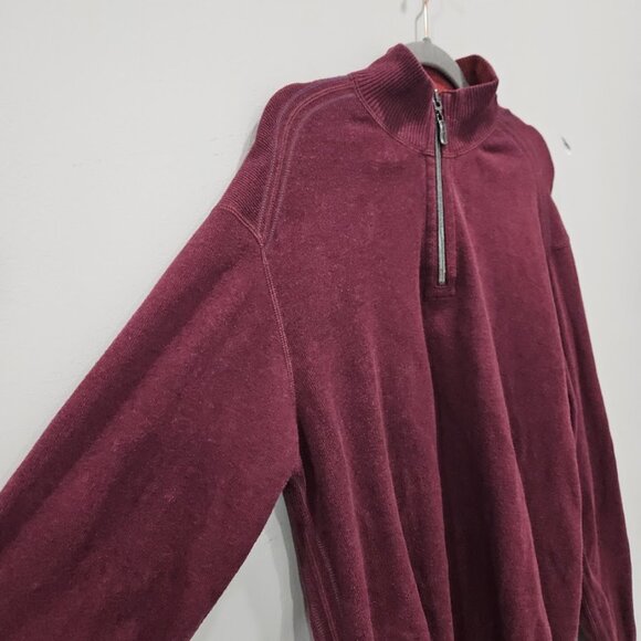 Tommy Bahama Maroon Men's Long Sleeve Quarter Zip Burgundy Sweater Knit Large LG - Picture 4 of 12
